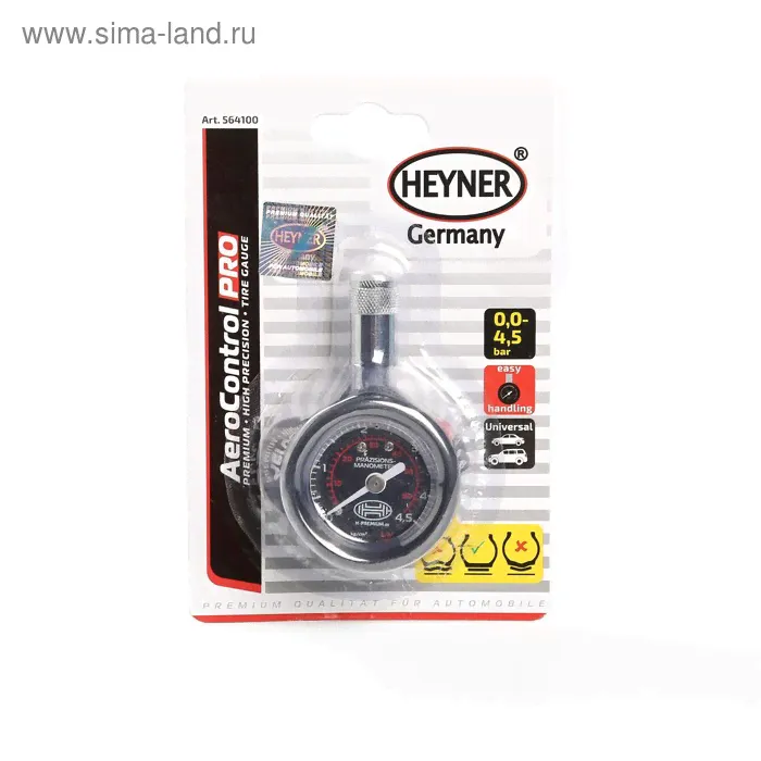 Манометр шинный HEYNER, универсальный